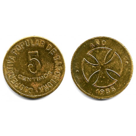 Cooperativa Popular de Barcelona. 1935. 5 Céntimos (MBC)