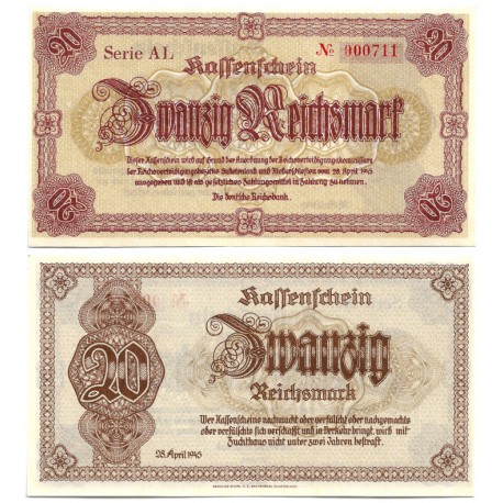 (187) Alemania (III Reich). 1945. 20 Mark (SC)