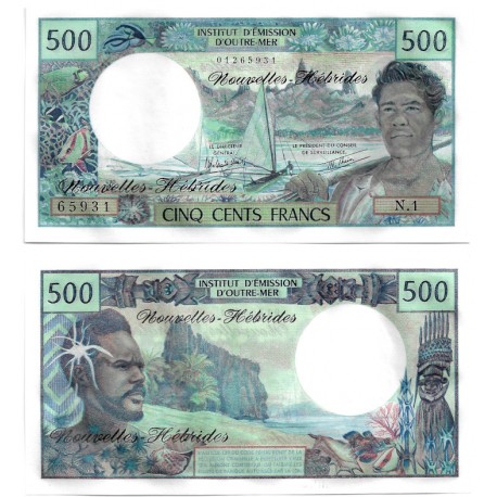 (19c) Nuevas Hébridas. 1970-81. 500 Francs (SC)