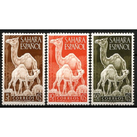 Sahara Español. 1951. Serie Completa (Nuevo, con señal de fijasellos) Día del Sello Colonial