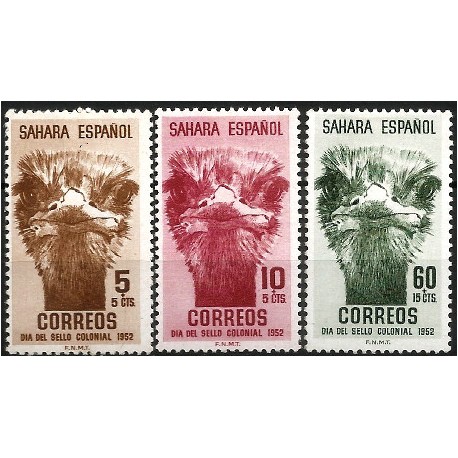 Sahara Español. 1952. Serie Completa (Nuevo, con señal de fijasellos) Día del Sello Colonial