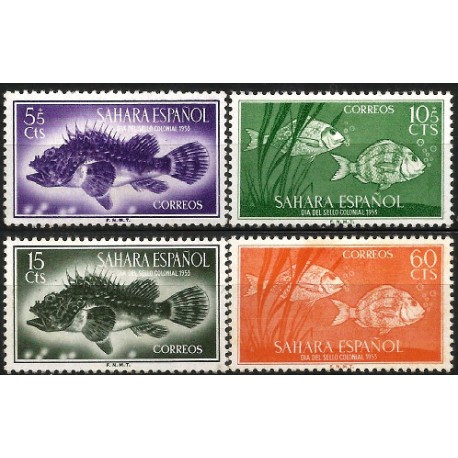 Sahara Español. 1953. Serie Completa (Nuevo, con señal de fijasellos) Día del Sello Colonial