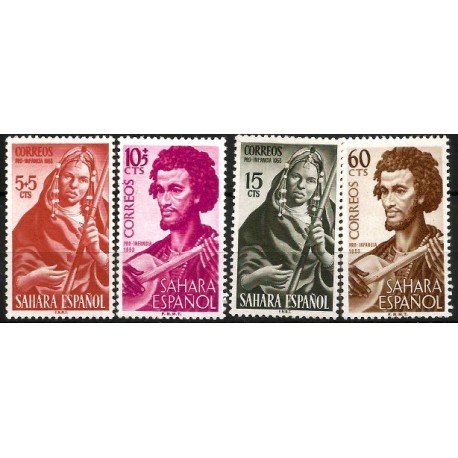 Sahara Español. 1953. Serie Completa (Nuevo, con señal de fijasellos) Pro Infancia
