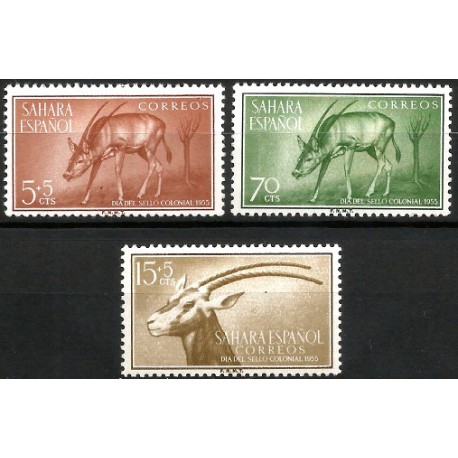 Sahara Español. 1955. Serie Completa (Nuevo, con señal de fijasellos) Día del Sello Colonial