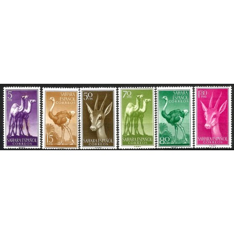 Sahara Español. 1957. Serie Completa (Nuevo, con señal de fijasellos y mancha) Fauna Indígena