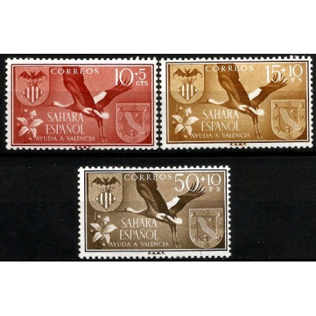 Sahara Español. 1957. Serie Completa (Nuevo, con señal de fijasellos) Ayuda a València