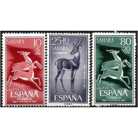 Sahara Español. 1961. Serie Completa (Nuevo, con señal de fijasellos) Pro Infancia