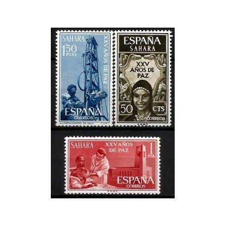 Sahara Español. 1965. Serie Completa (Nuevo, con señal de fijasellos) XXV Años de Paz