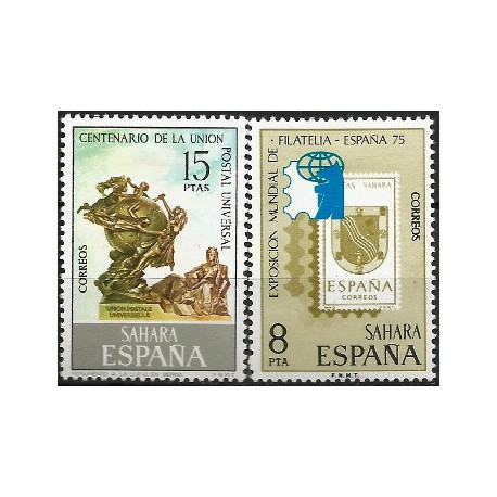 Sahara Español. 1975. Serie Completa (Nuevo, con señal de fijasellos) UPU y Exposición Filatélica