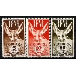 Sidi Ifni. 1951. Serie Completa (Nuevo, con señal de fijasellos) Día del Sello Colonial