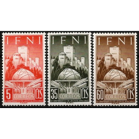 Sidi Ifni. 1952. Serie Completa (Nuevo, con señal de fijasellos) Centenario de León el Africano
