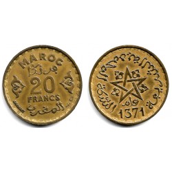 (Y50) Marruecos. 1371AH. 20 Francs (MBC)