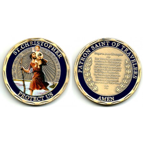 Medalla. St. Christopher Protect Us. Patron Saint of Travelers Amen (EBC)