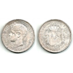 Alfonso XIII. 1898*(18-98). 5 Pesetas (MBC) (Plata) Ceca de Madrid SG-V