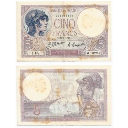 (72c) Francia. 1923. 5 Francs (MBC+/EBC-) Manchas