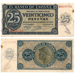 Estado Español. 1936. 25 Pesetas (EBC) Serie R. Mancha