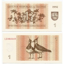 (39) Lituania. 1992. 1 Talonas (SC)