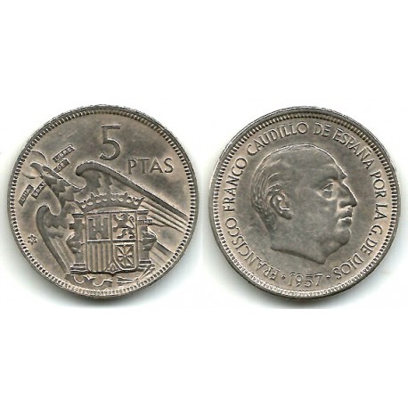 Estado Español. 1957*(65). 5 Pesetas (BC+/BC)
