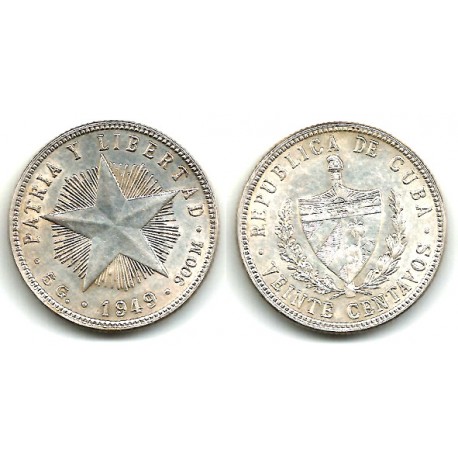 (13.2) Cuba. 1949. 20 Centavos (SC) (Plata)