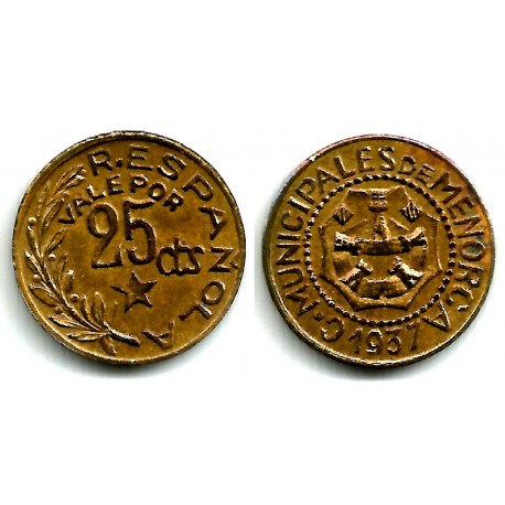 Consejos Municipales de Menorca. 1937. 25 Céntimos (EBC)