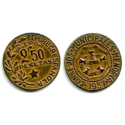 Consejos Municipales de Menorca. 1937. 2,50 Pesetas (MBC)