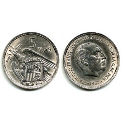 Estado Español. 1957*(58). 5 Pesetas (MBC+)