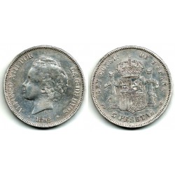 Alfonso XIII. 1892*(18-92). 5 Pesetas (BC) (Plata) Ceca de Madrid PG-M