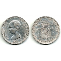 Alfonso XIII. 1891*(18-91). 5 Pesetas (MBC-/MBC) (Plata) Ceca de Madrid PG-M