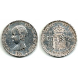 Alfonso XIII. 1891*(18-91). 5 Pesetas (MBC-/MBC) (Plata) Ceca de Madrid PG-M