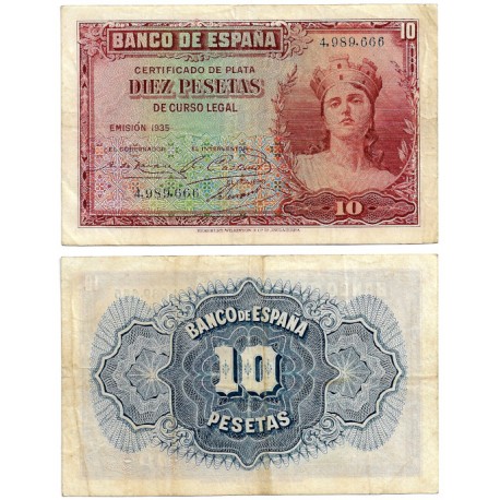 España. 1935. 10 Pesetas (MBC) Sin Serie