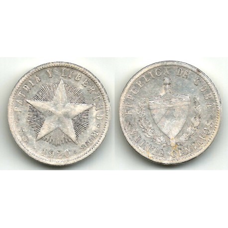 (13.2) Cuba. 1920. 20 Centavos (BC) (Plata)