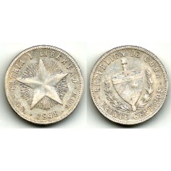 (13.2) Cuba. 1948. 20 Centavos (BC+) (Plata)