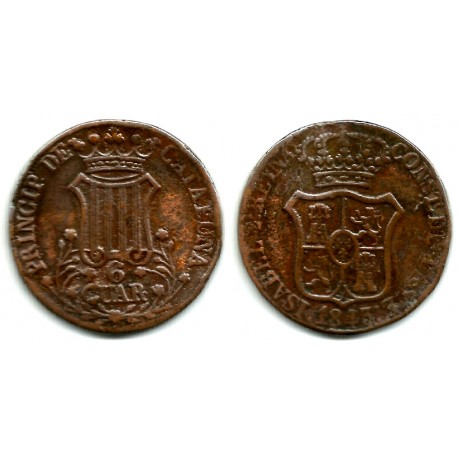 Isabel II. 1843. 6 Cuartos (BC/BC+) Ceca de Cataluña