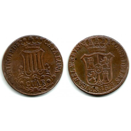 Isabel II. 1845. 6 Cuartos (BC+) Ceca de Cataluña
