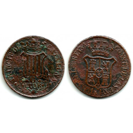 Isabel II. 1840. 6 Cuartos (BC-) Ceca de Cataluña