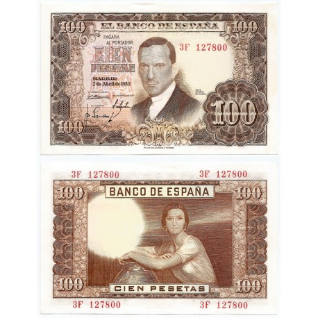 Estado Español. 1953. 100 Pesetas (SC) Serie 3F