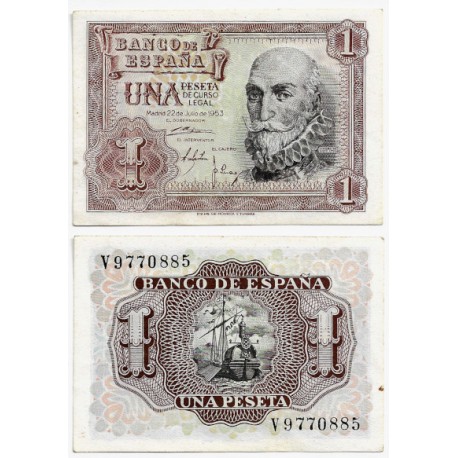 Estado Español. 1953. 1 Peseta (EBC) Serie V. Pequeña mancha en reverso