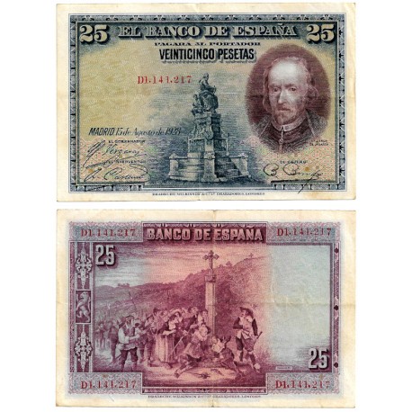 España. 1928. 25 Pesetas (MBC) Serie D