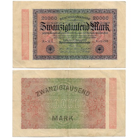 (85b) Imperio Alemán (Weimar). 1923. 20000 Mark (MBC)