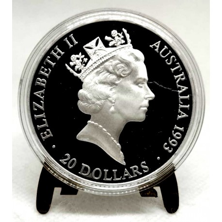 (219) Australia. 1993. 20 Dollars (Proof) (Plata)