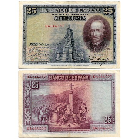 España. 1928. 25 Pesetas (MBC) Serie D