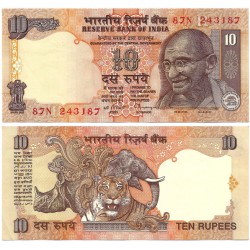 (89d) India. 1996-2006. 10 Rupees (EBC-)