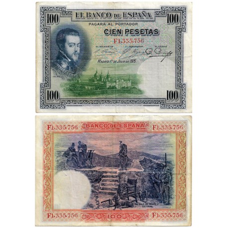 España. 1925. 100 Pesetas (MBC-) Serie F