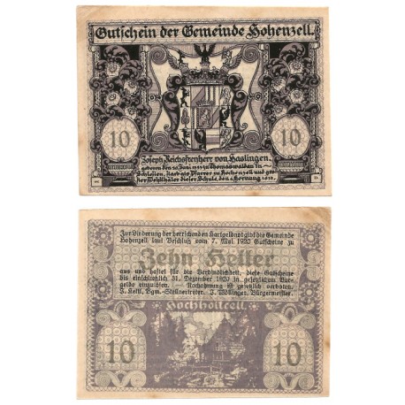 Hohenzell (Alta Austria). 1920. 10 Heller (EBC)