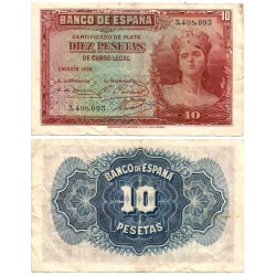 España. 1935. 10 Pesetas (BC/BC+) Sin Serie