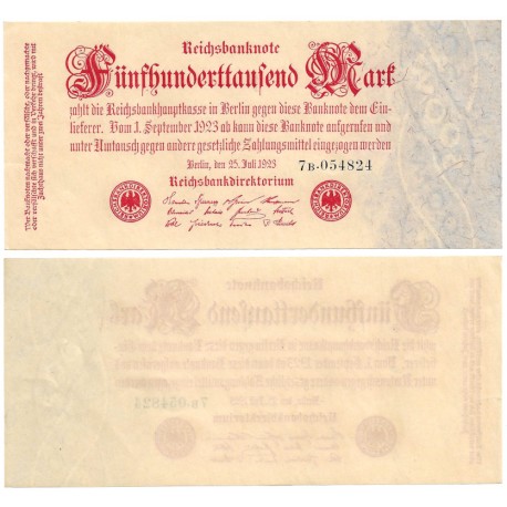 (92) Imperio Alemán (Weimar). 1923. 500000 Mark (SC/SC-)