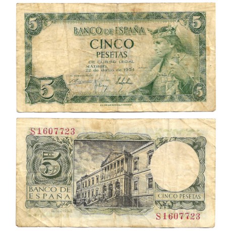 Estado Español. 1954. 5 Pesetas (BC/BC-) Serie S