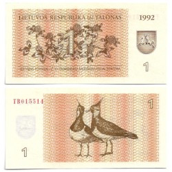 (39) Lituania. 1992. 1 Talonas (SC)