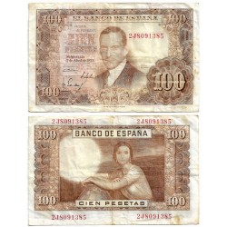 Estado Español. 1953. 100 Pesetas (BC-/BC) Serie 2J. Manchas