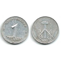 (5) Alemania Democrática. 1952(E). 1 Pfennig (MBC)
